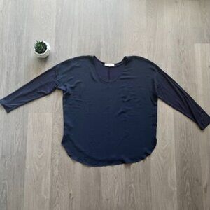 LOFT Navy Drop Sleeve (bracelet length) with Front Detailing and Breathable Back